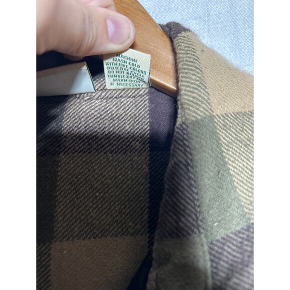 VTG Falls Creek Shacket 2X Brown Green Plaid Flannel Shirt Jacket Quilt Lined - Picture 8 of 11